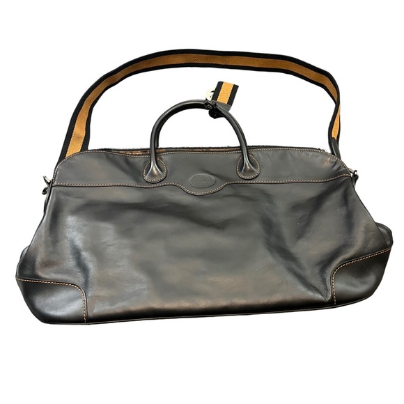 Longchamp Other - Longchamp Duffel Bag Black Leather Travel Weekender Carry On Purse Tote